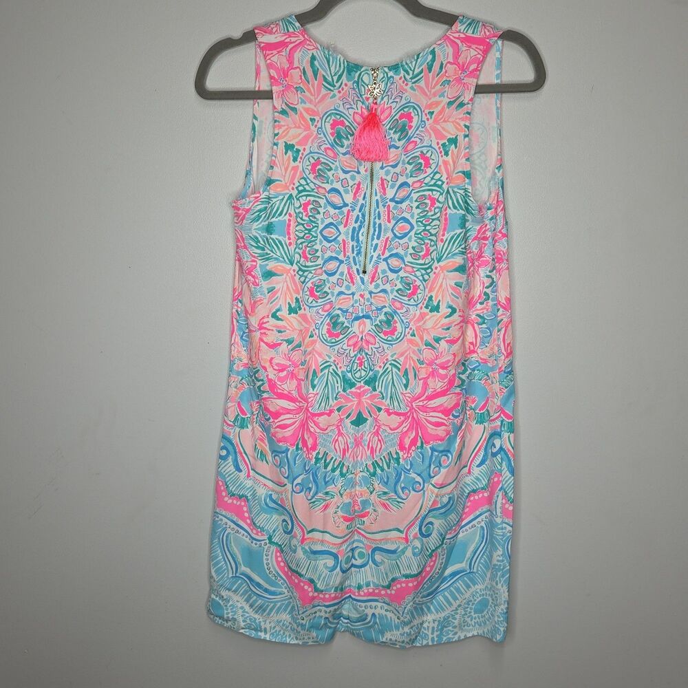 Lilly Pulitzer Kelby Stretch Shift Dress Sway This Way Bali Blue Geometric Sz 0